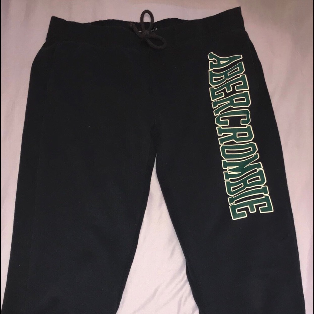 blue abercrombie joggers with detailing